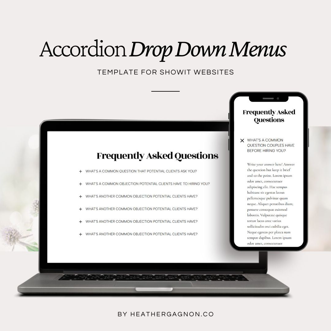 Accordion Drop Down Menu for Showit Websites