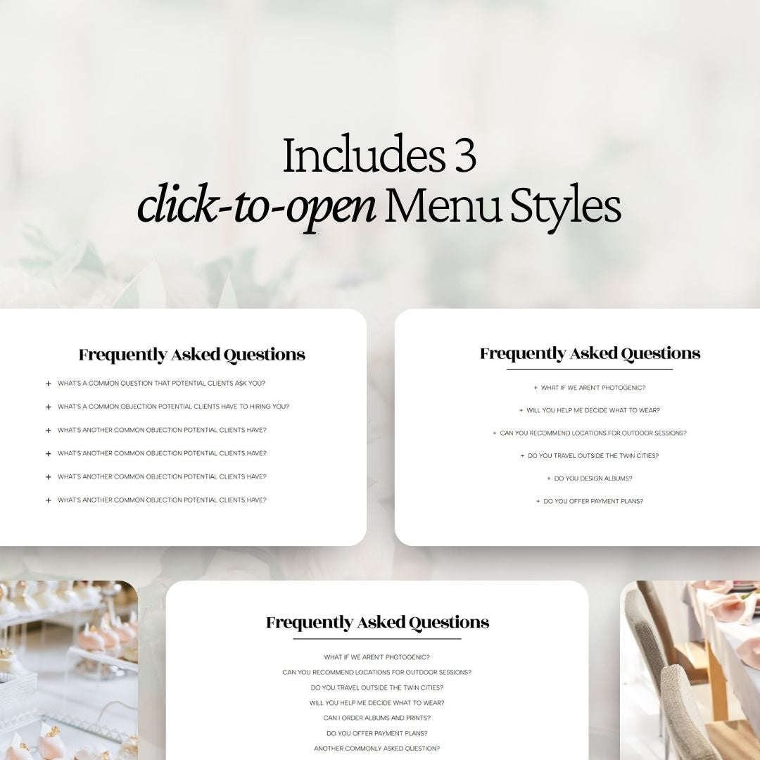 Accordion Drop Down Menu for Showit Websites